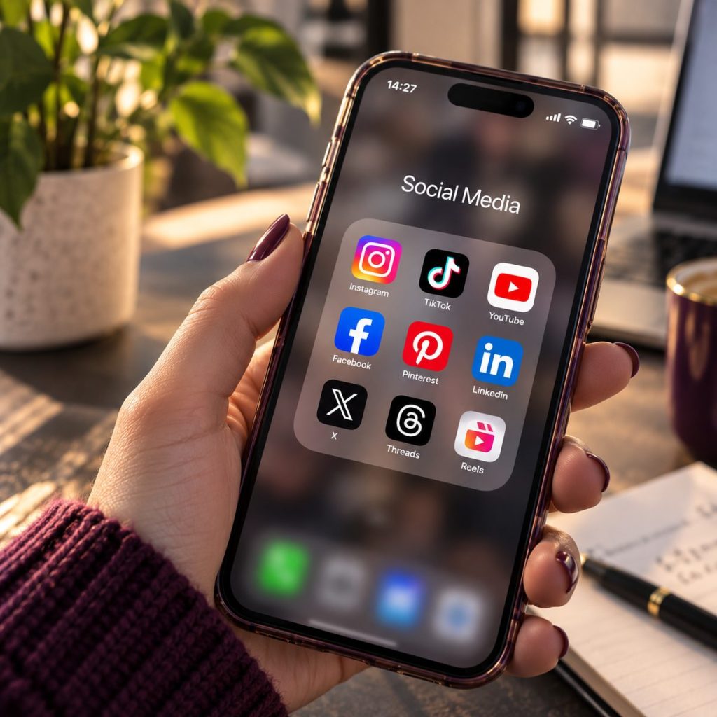 Smartphone mit Social-Media-Apps in der Hand