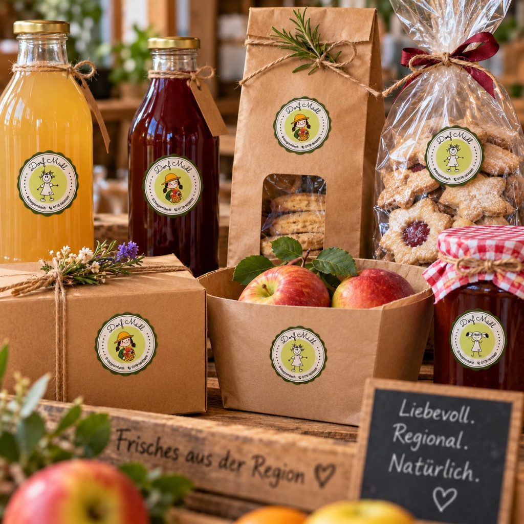 Verpackungsdesign und Etiketten für den Hofladen Dorf-Mädl