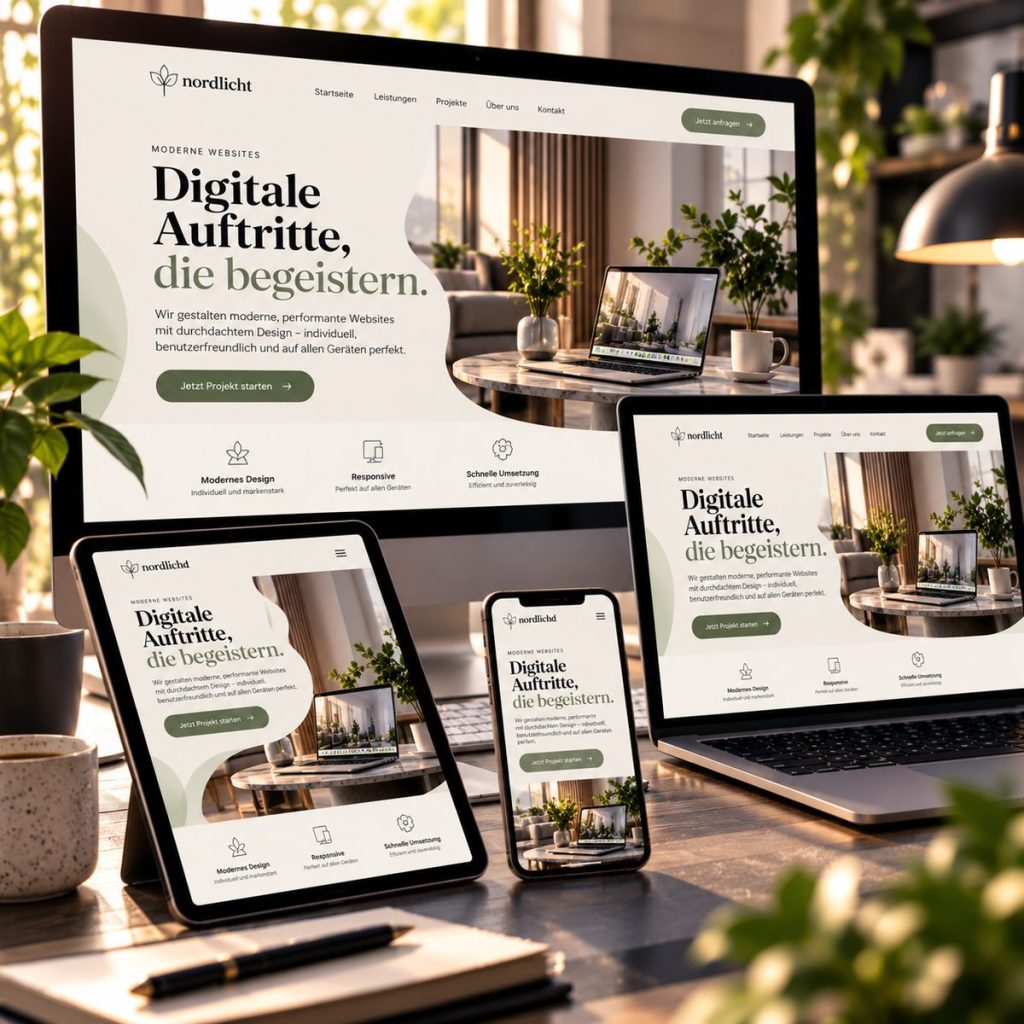 Responsive Webdesign auf Laptop, Tablet und Smartphone